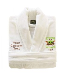 A BABY Cute Y-O-D-A with Custom TEXT Embroidery on TERRY bathrobe